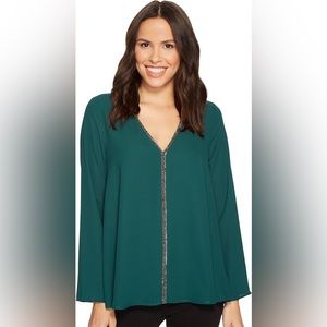 Green Karen Kane Embellished V-Neck Top